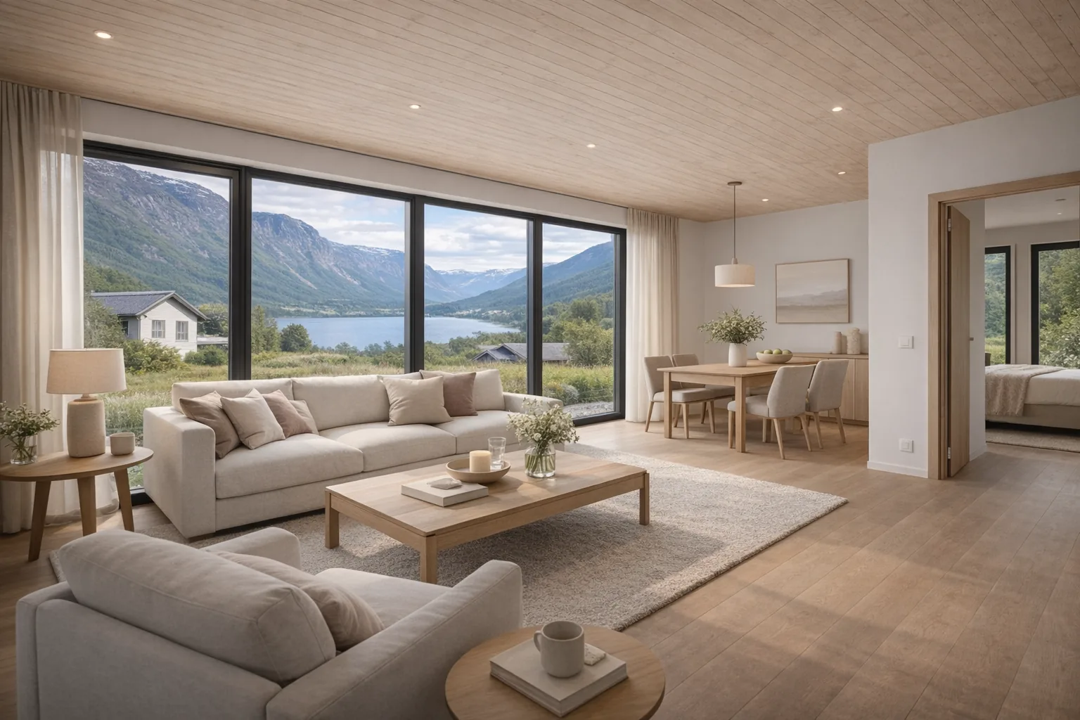 Moderne interiør i ferdighus